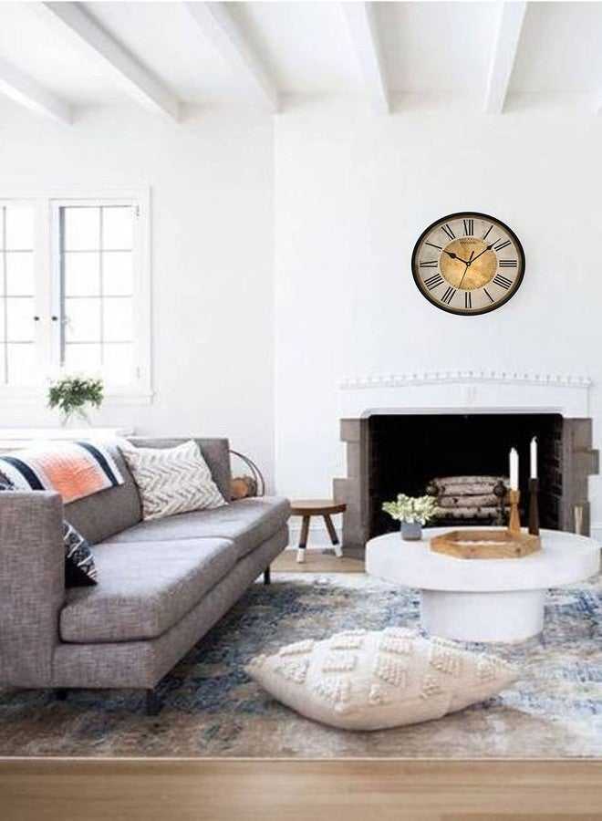 ناتشورال ساعة حائط كلاسيكية ذهبية اللون بتصميم طبيعي، مزخرفة بأحدث طراز، مزودة بزجاج (إطار أسود). - Image 4